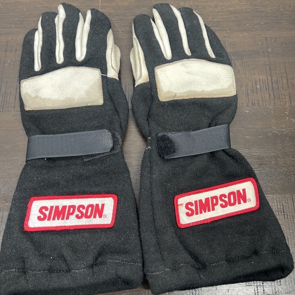 Simpson Racing Gloves Leather Palms & Fingers  Size Medium